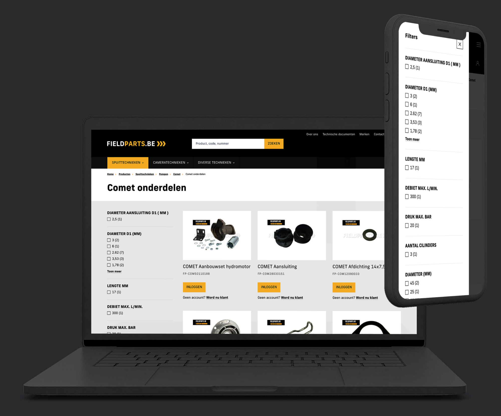 Dasmedia ecommerce fieldparts overzicht