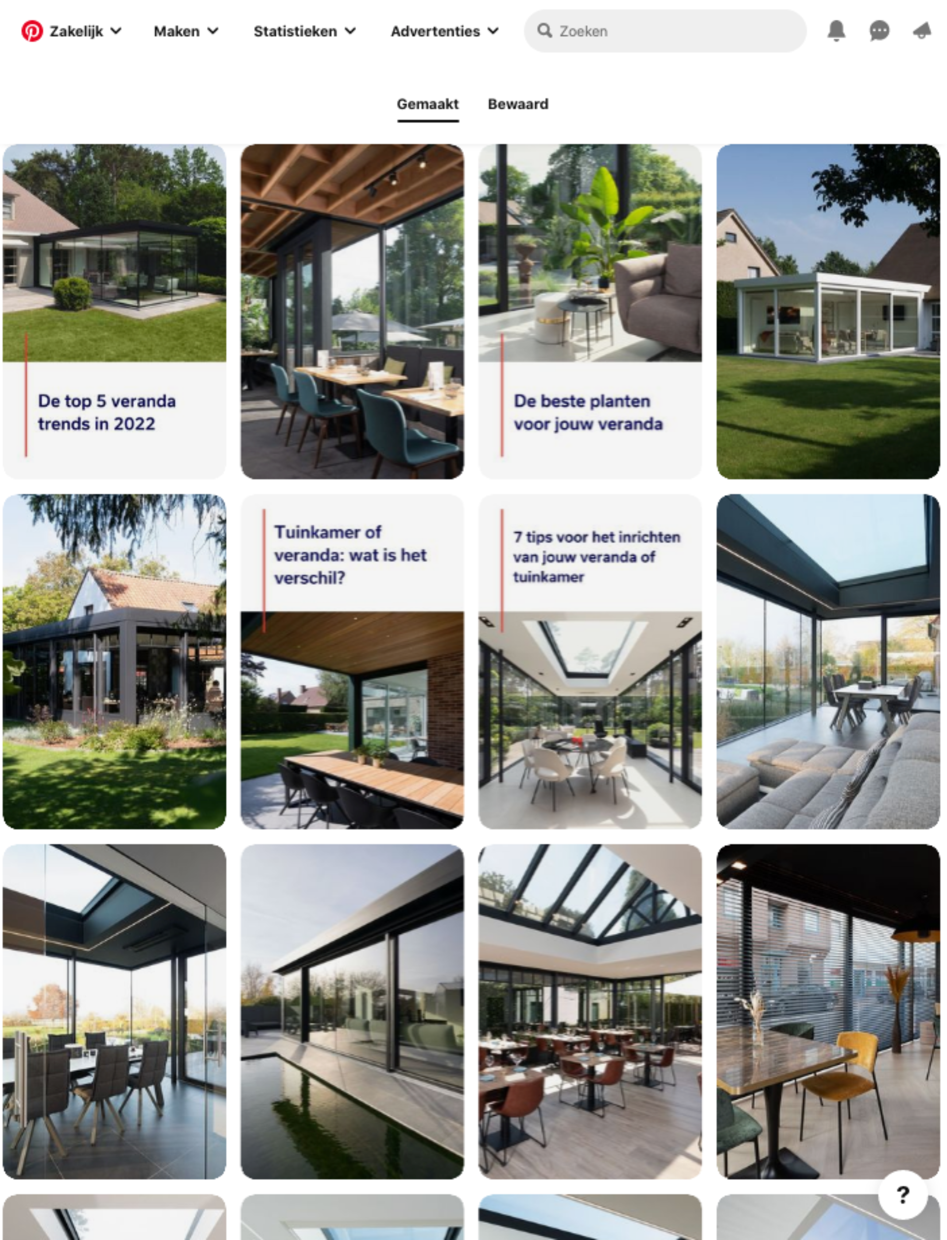 Pinterest account overzicht VDB