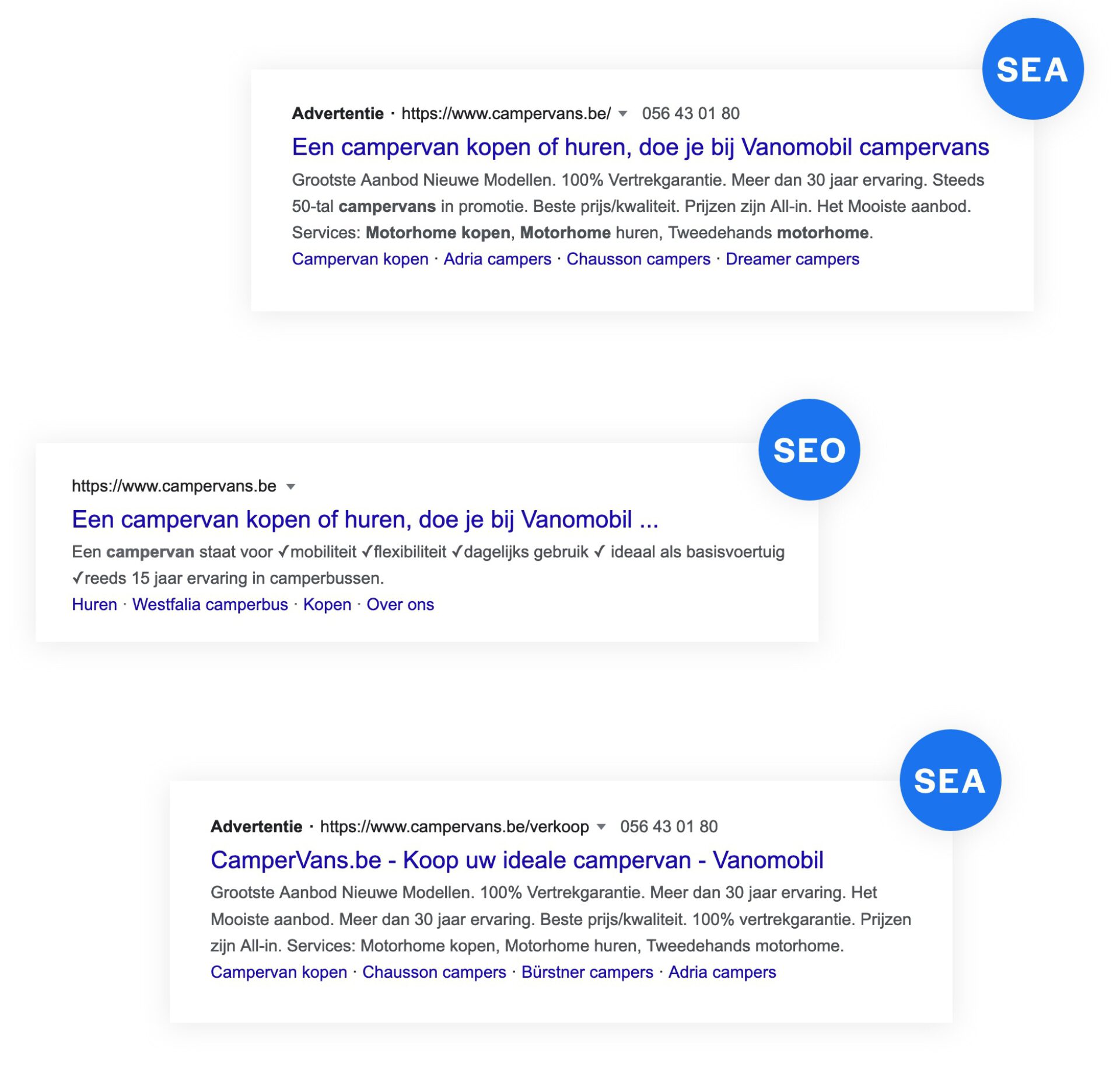 Dasmedia website ontwikkelen campervans detailpagina SEO SEA